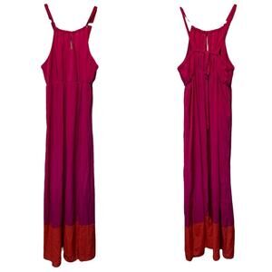 Old Navy Maxi Dress Pink Orange Hemline Sleeveless Keyhole Womens Size XL